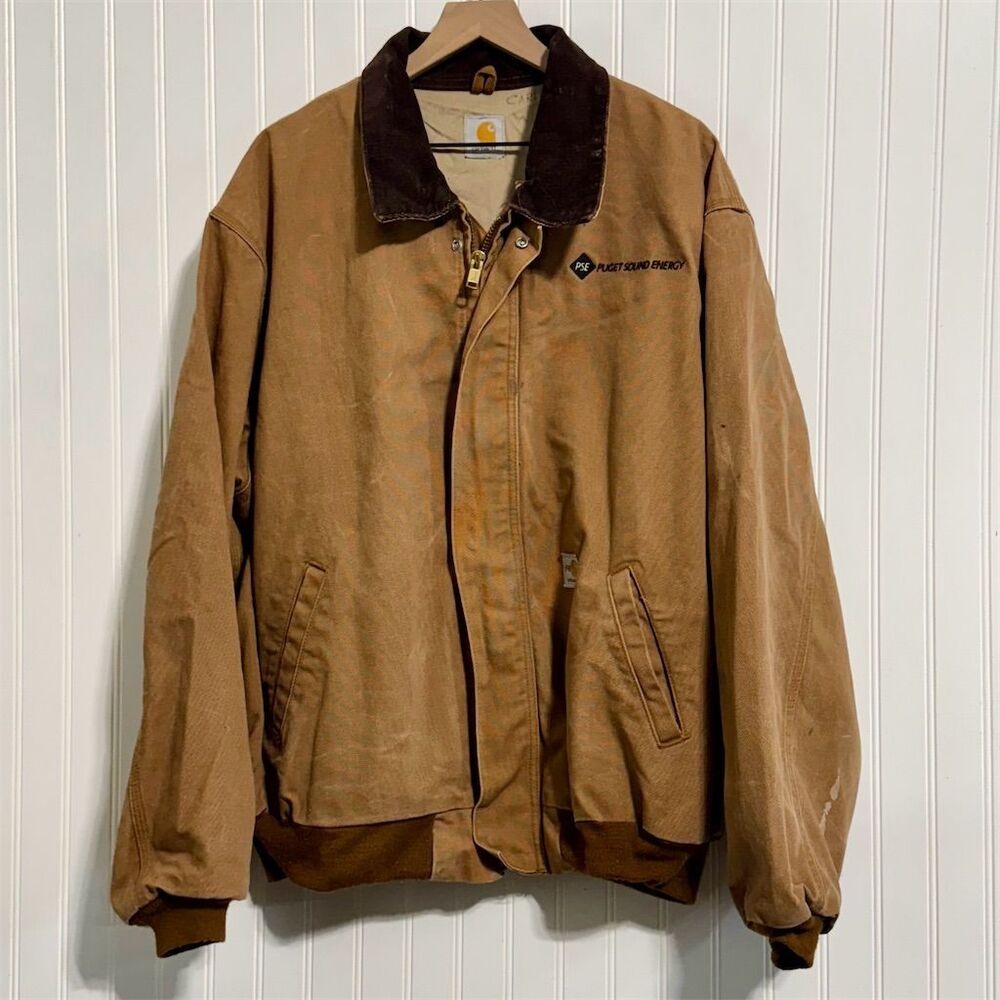 Carhartt FR Bomber Jacket Men’s XL Brown Distressed Thrashed Workwear Grunge PSE